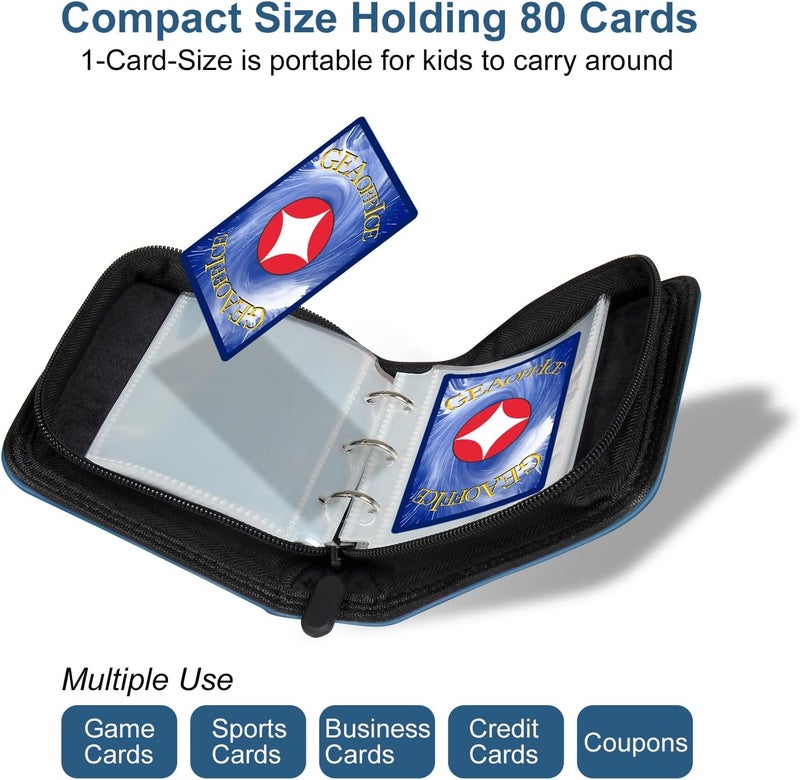 GEAoffice Mini Card Binder 1-Pocket, Super Lightweight Small Collectible Trading Card Albums for 80 Cards, Top Loading Zipper Binder for TCG, MTG, Sports&Game Cards, Gifts for Girls, Blue - Image 5